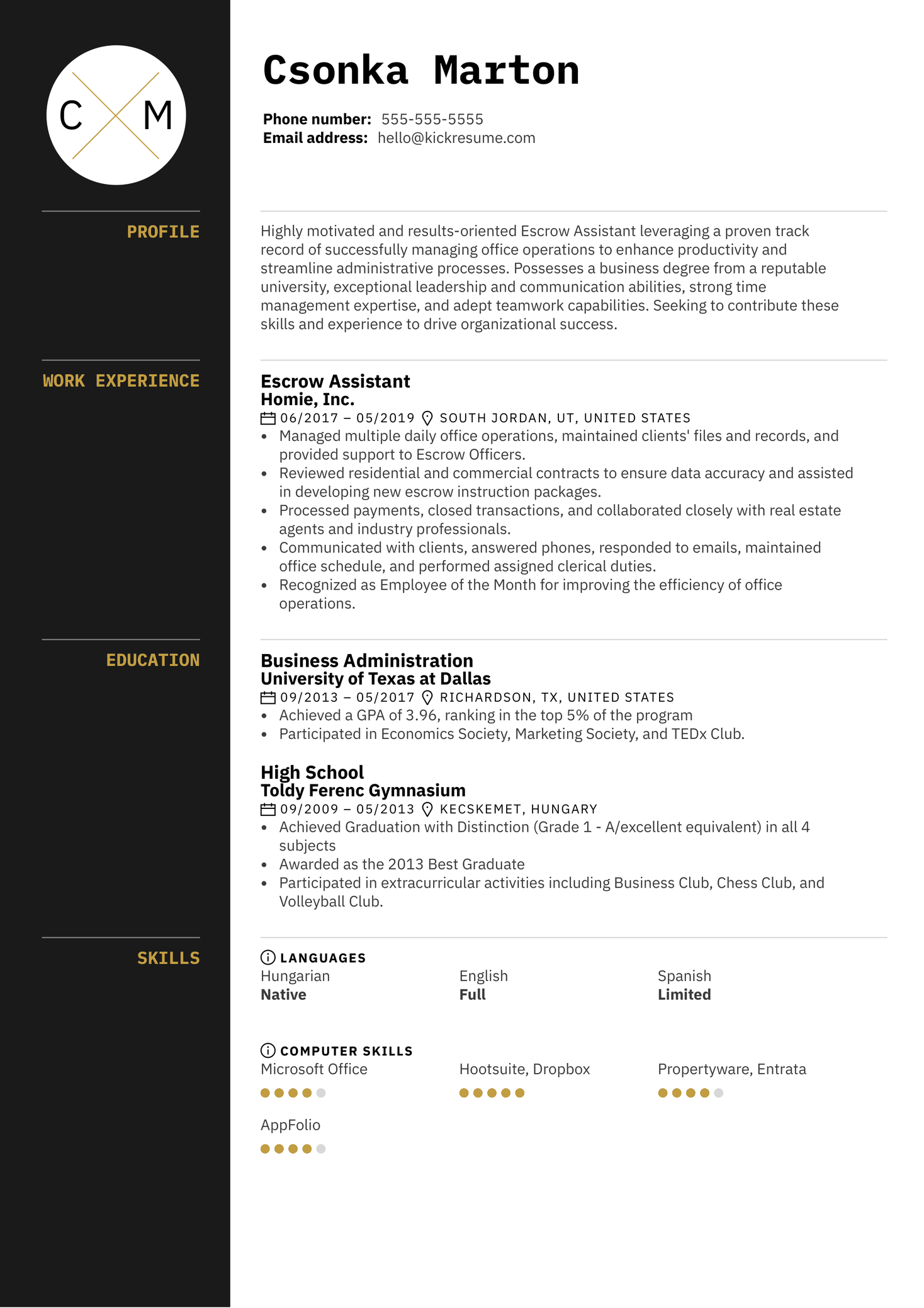 Escrow Assistant Resume Sample