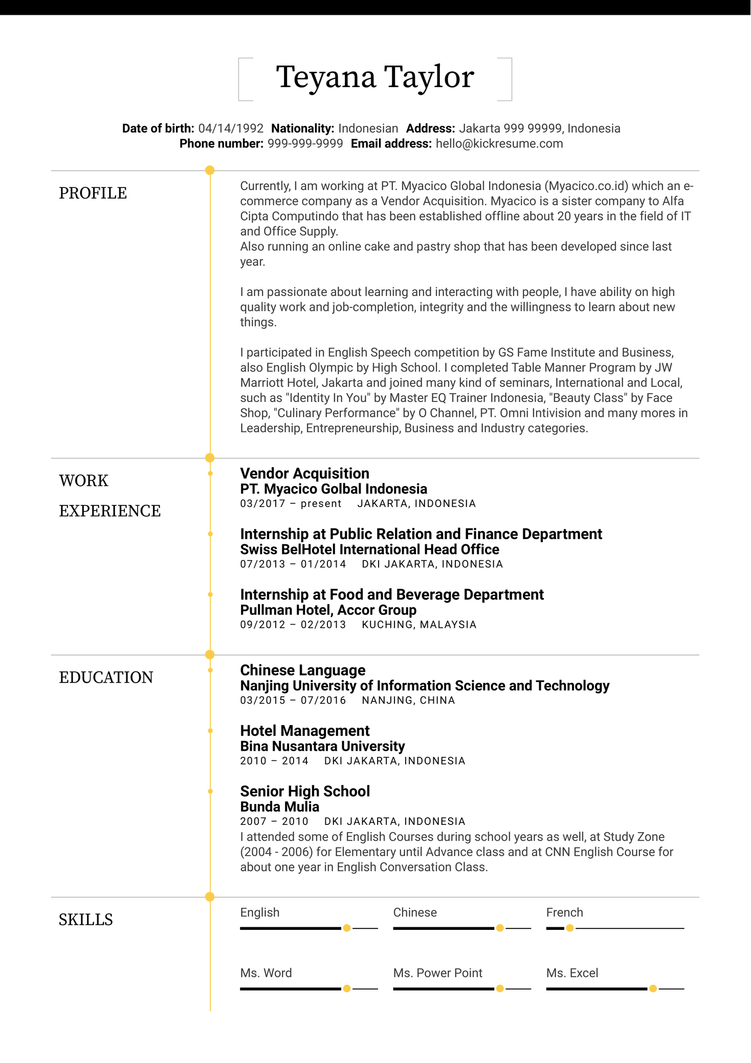 Myacico Acquisition Analyst Resume Example