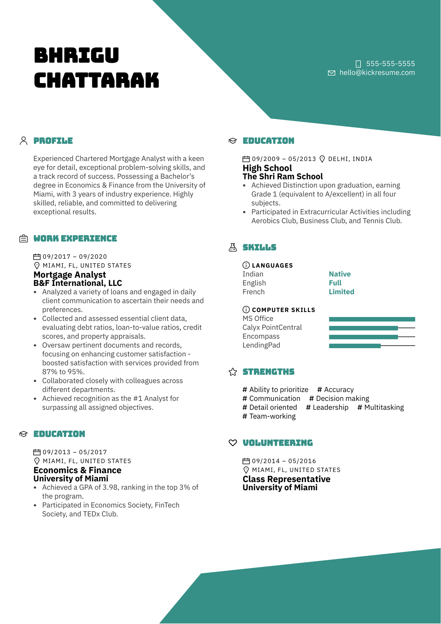 Mortgage Analyst Resume Example