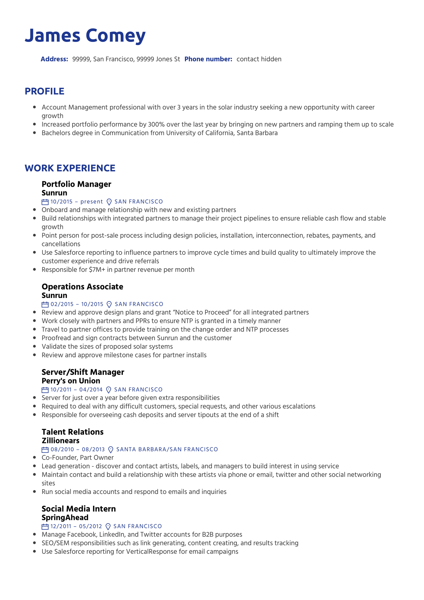 Portfolio Manager Resume Template