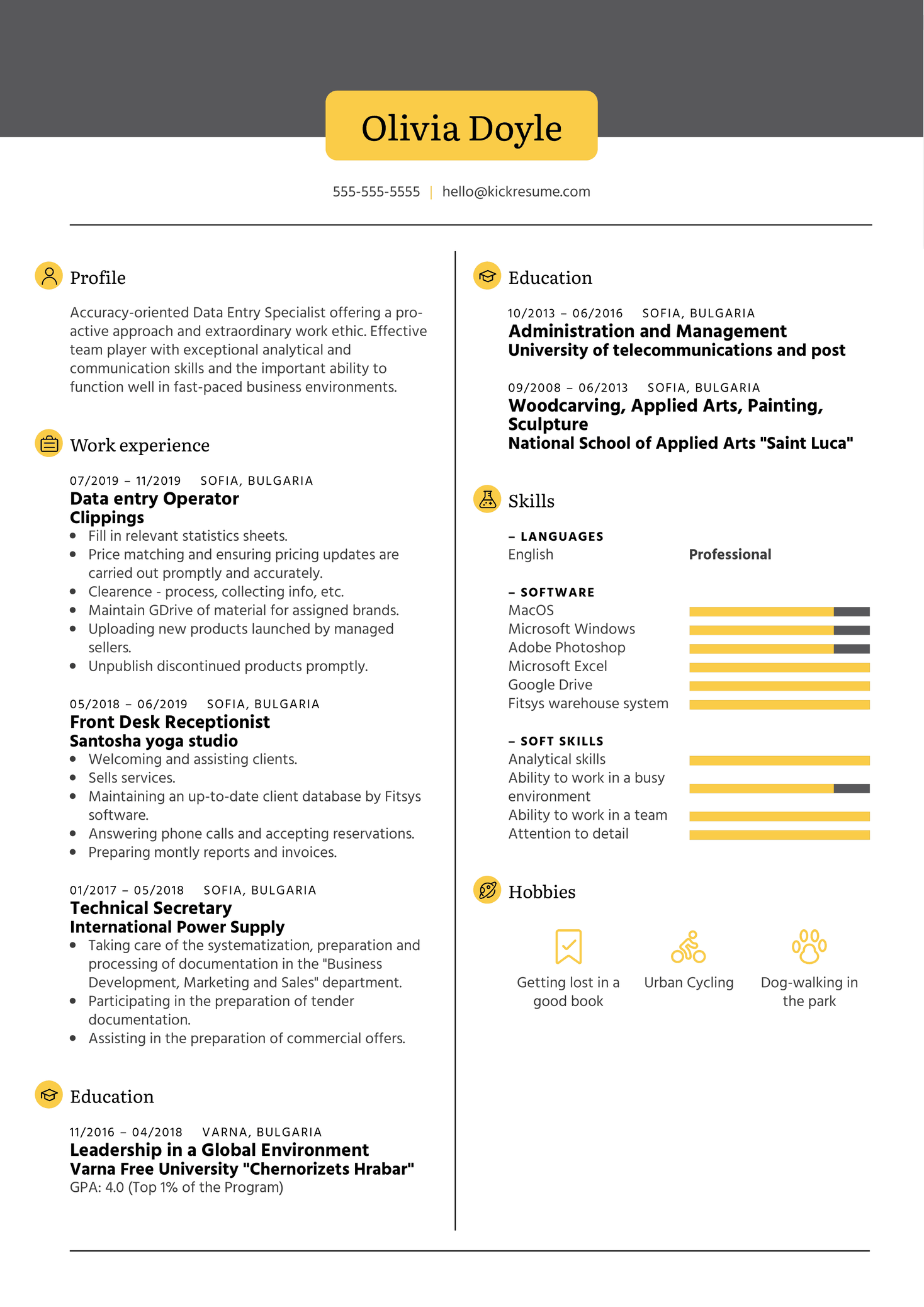 Nielsen GTC Data Entry Specialist Resume Example