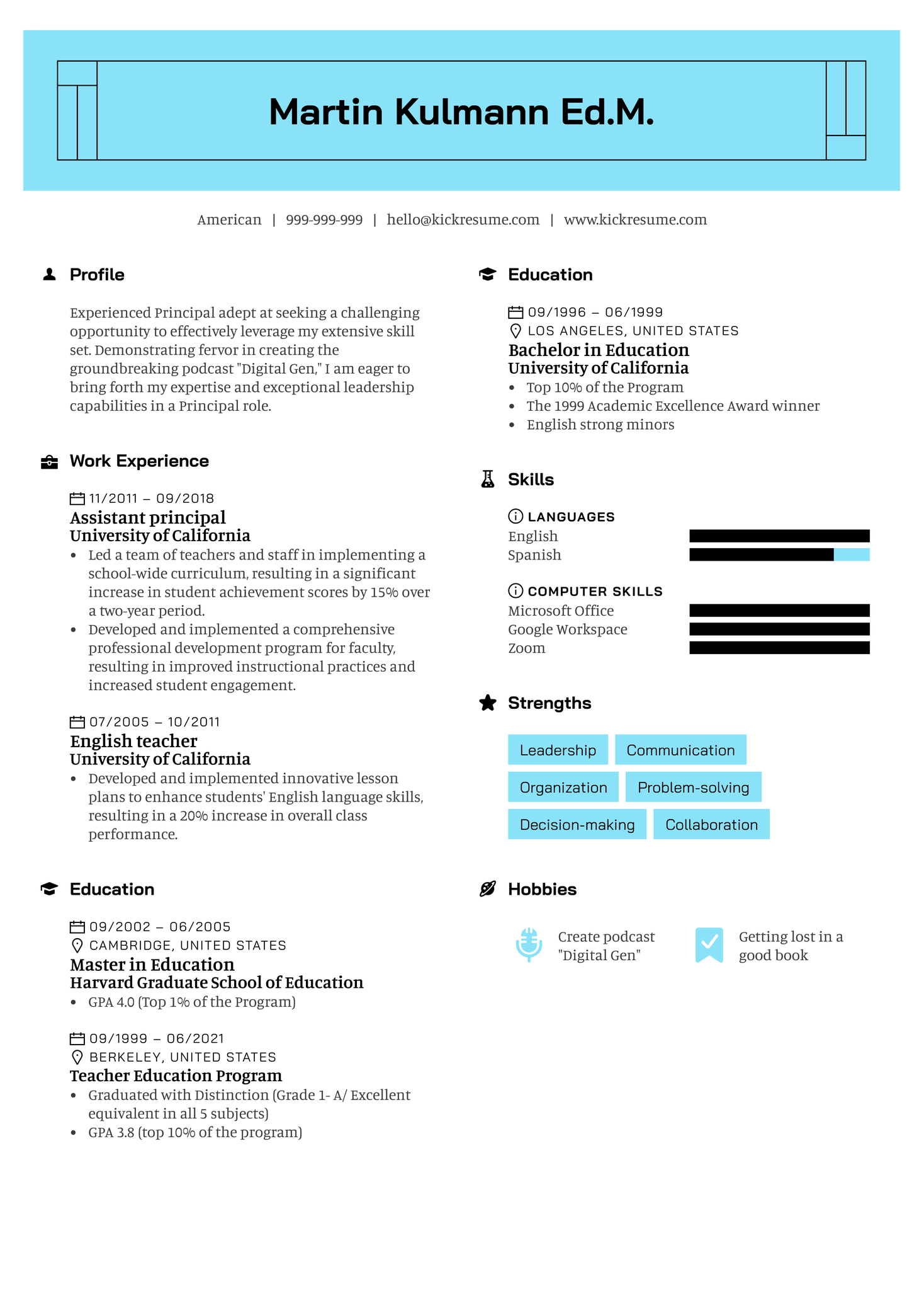 Assistant Principal Resume Sample