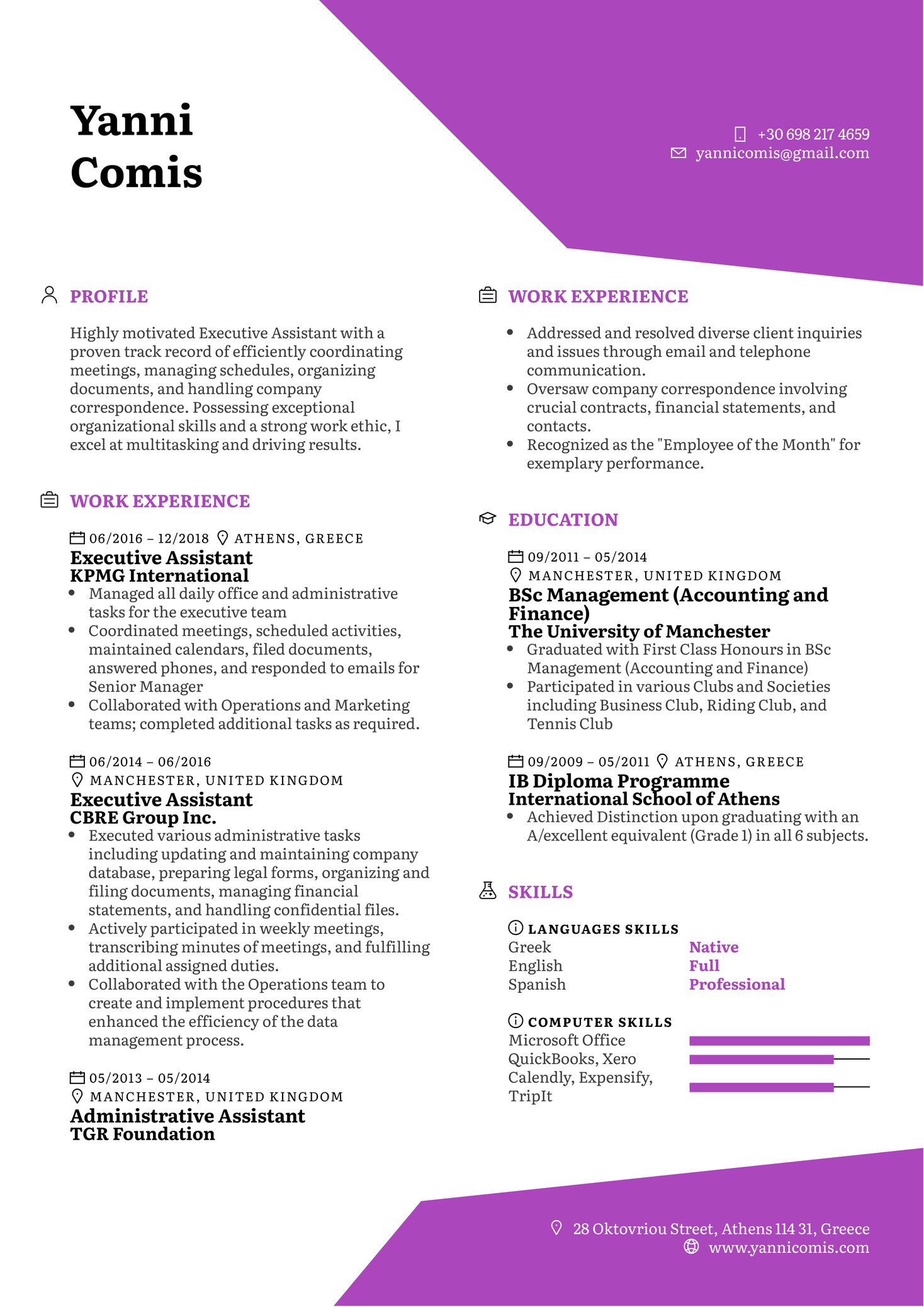 Executive Assistant Resume Template