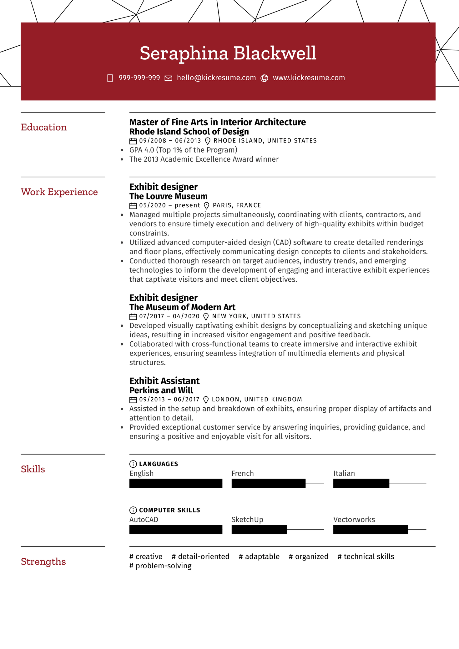 Exhibit Designer Resume Sample