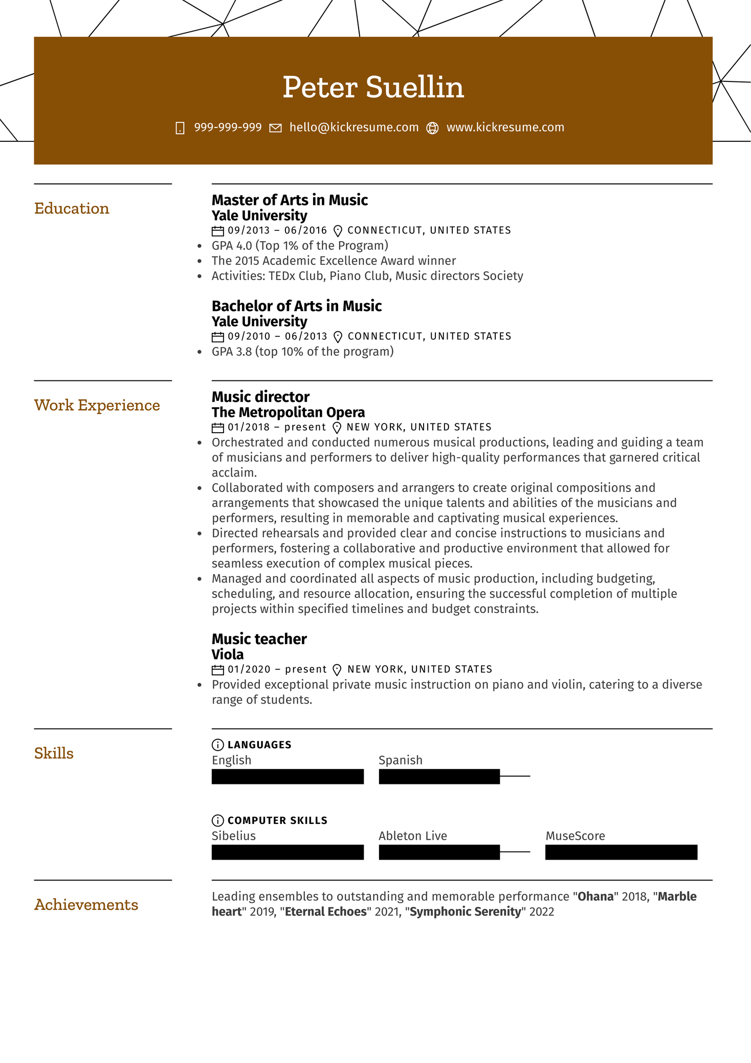 Music director Resume Sample