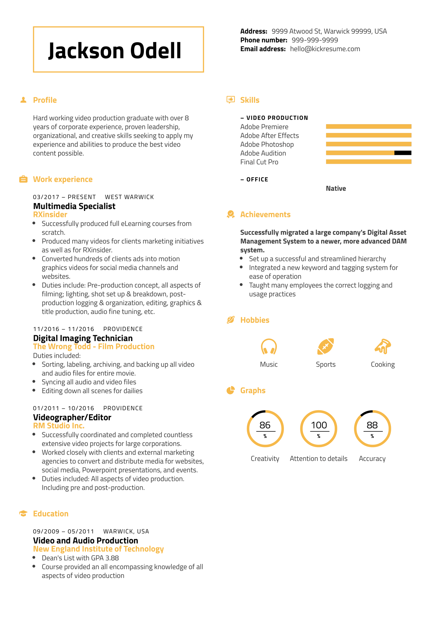 RXinsider Multimedia Specialist CV Sample