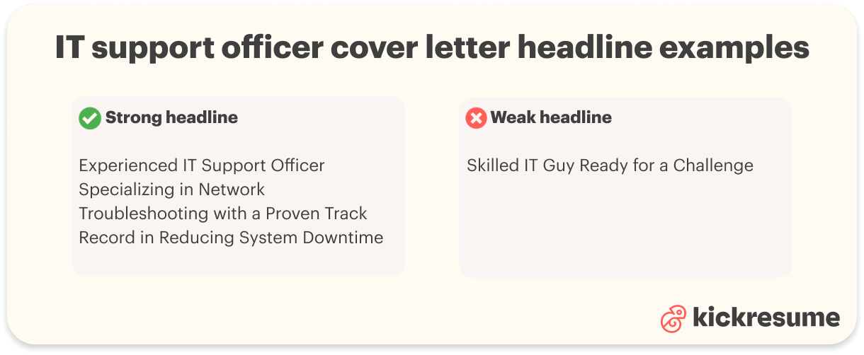 IT support officer headline examples