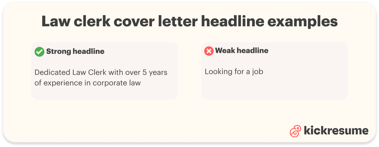 Law clerk cover letter headline examples