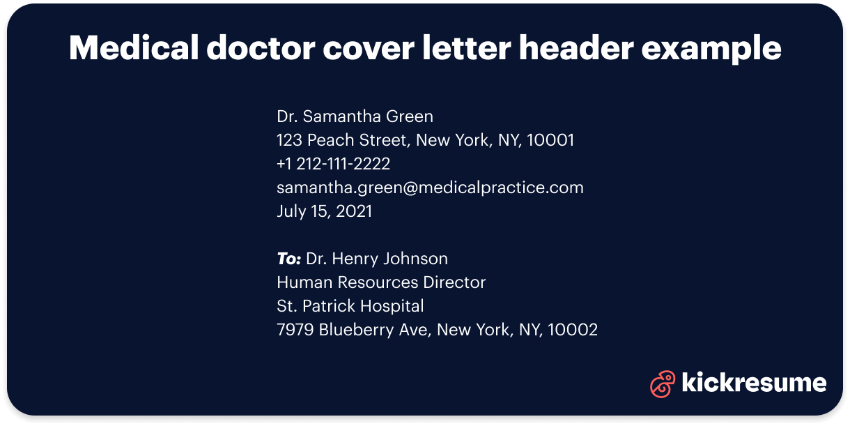 medical doctor cover letter header example