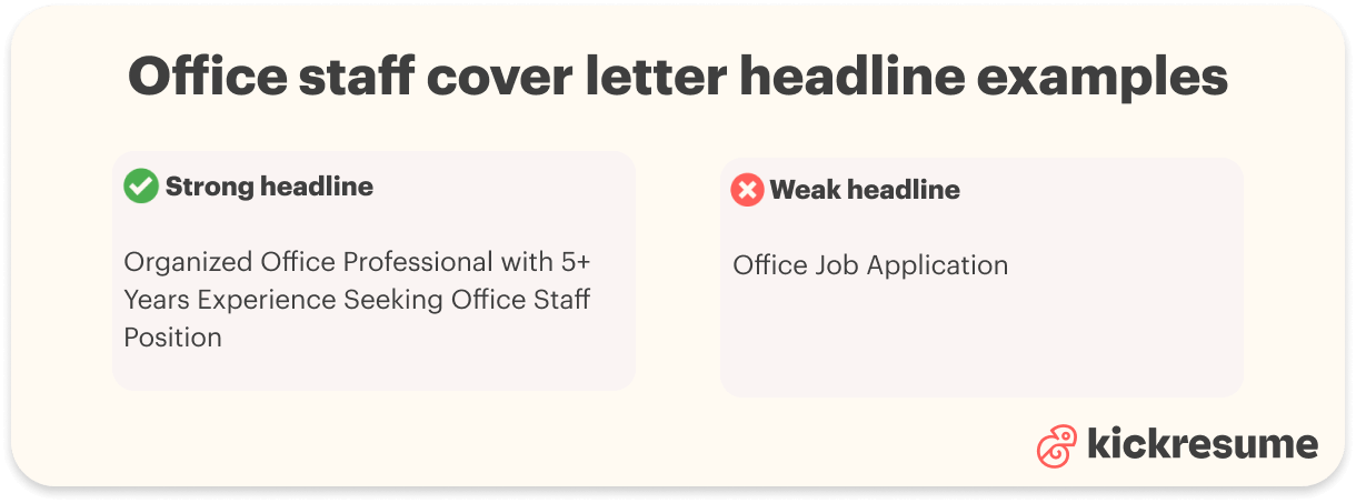 Office staff headline examples