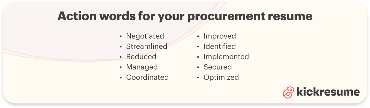Procurement resume action words