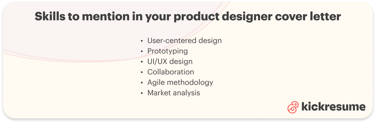 Product designer cover letter skills