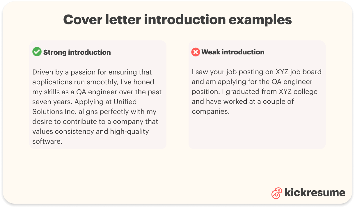 qa engineer cover letter introduction examples