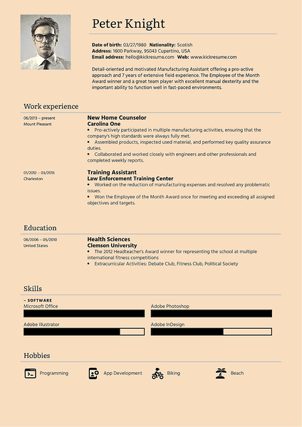 Web-resume website template made by Kickresume website builder