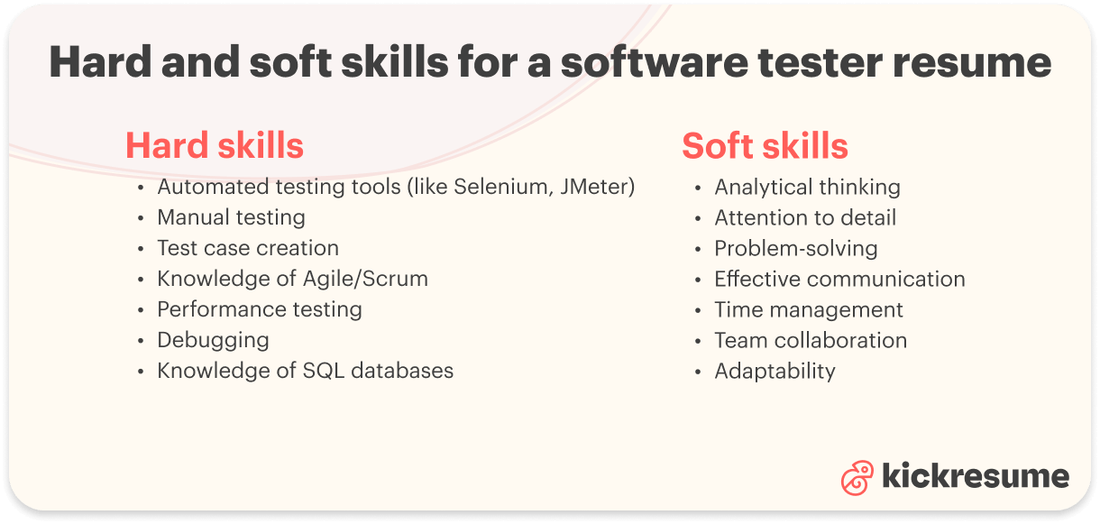 software tester resume skills examples