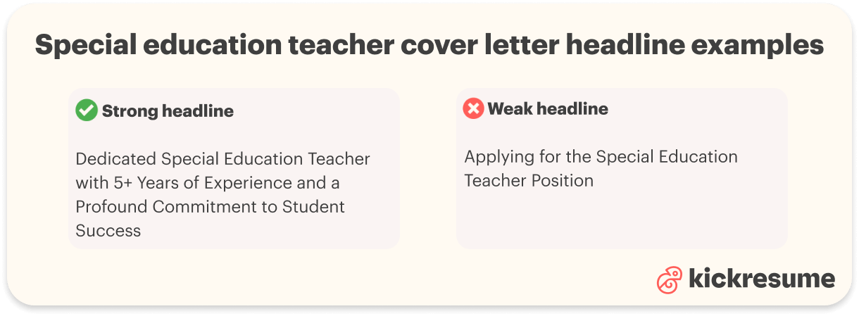 Special education teacher headline examples