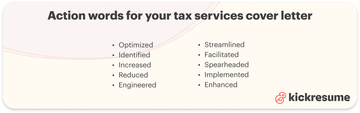 Tax services action words