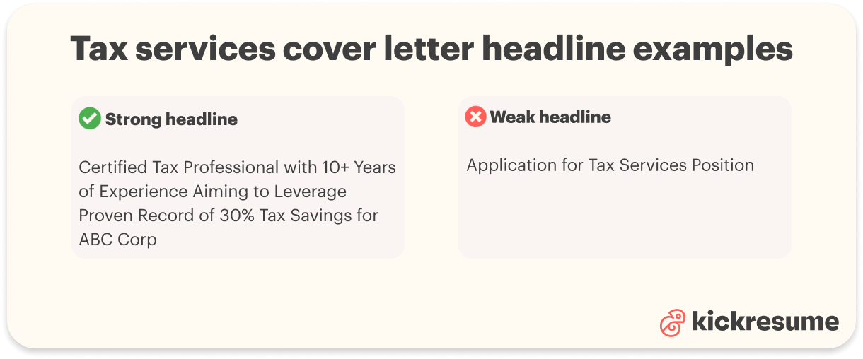 Tax services headline examples