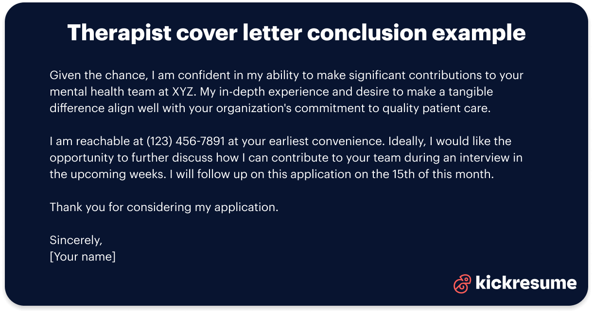 therapist cover letter conclusion example