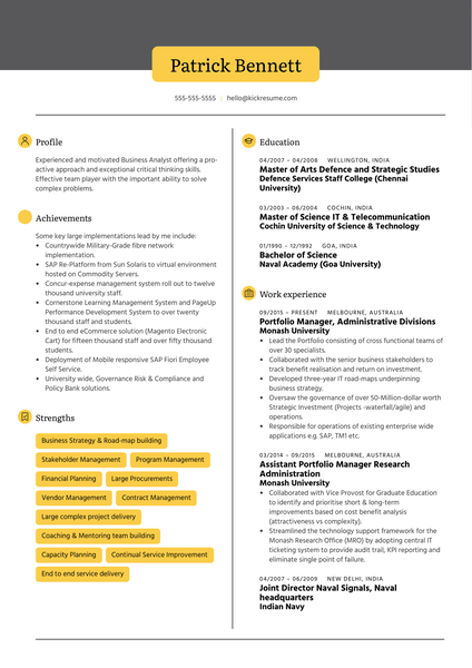 Henkel Business Analyst Resume Example