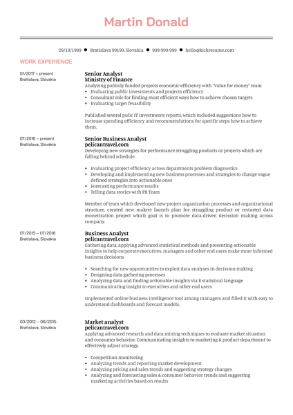 Senior Business Analyst Resume Example