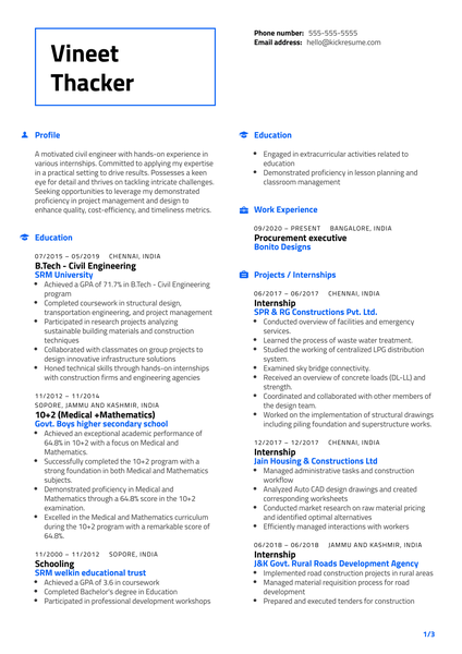 Procurement Executive Resume Sample