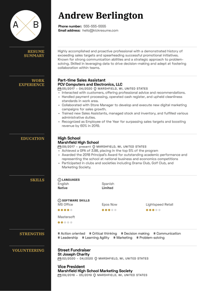 Free Resume Example for Teens