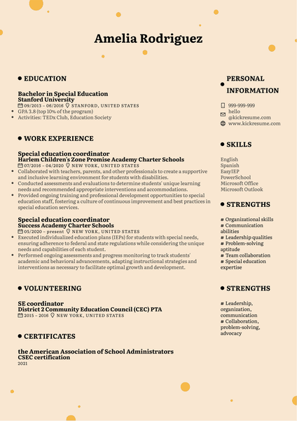 Special Education Coordinator Resume Sample