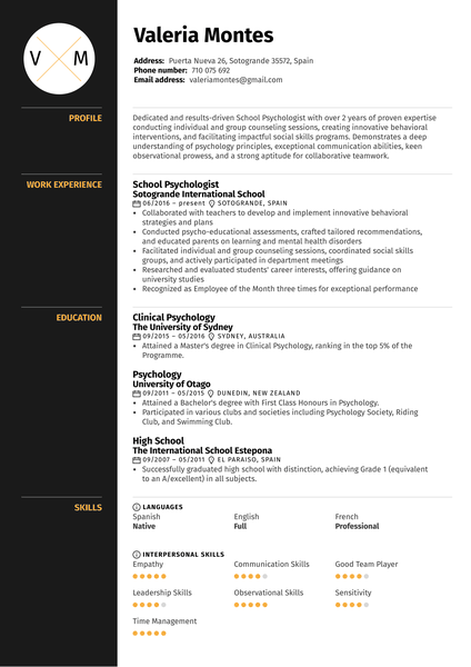 School Psychologist Resume Sample