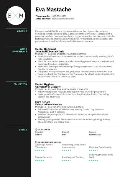 Dental Hygienist Resume Example