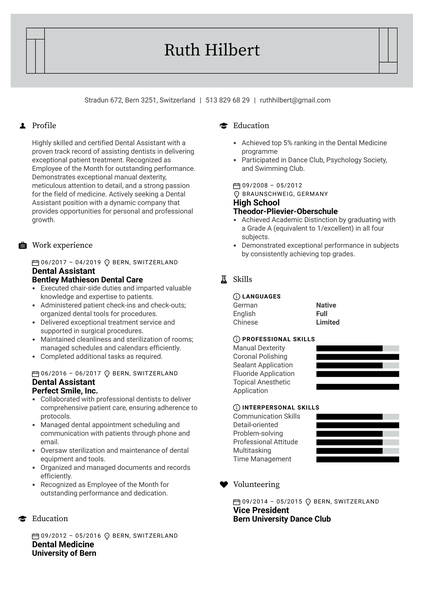 Dental Assistant Resume Example