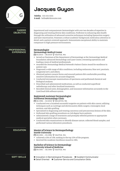 Dermatologist Resume Sample