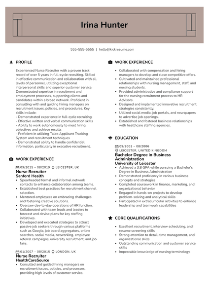 Nurse Recruiter Resume Example