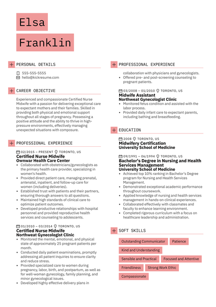 Certified Nurse Midwife Resume Example