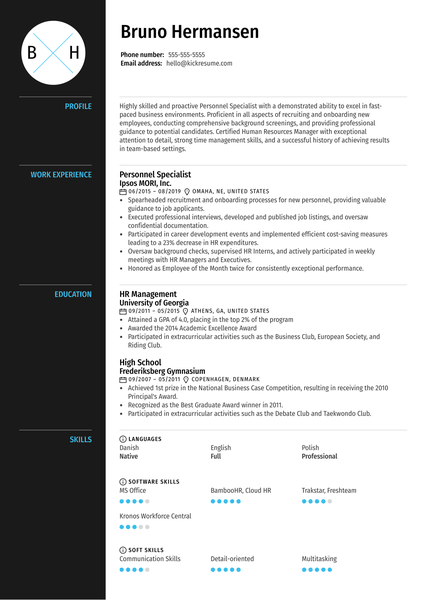 Personnel Specialist Resume Sample