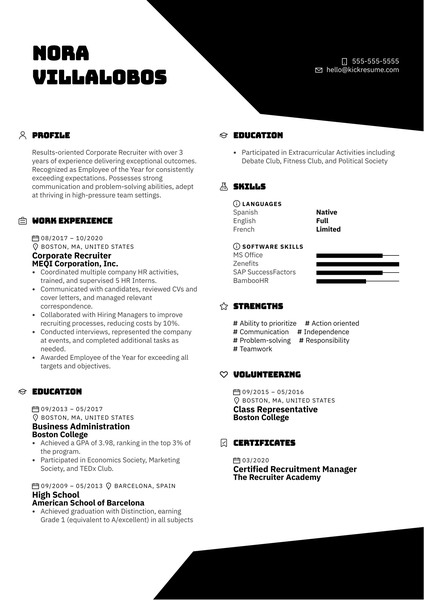 Corporate Recruiter Resume Example