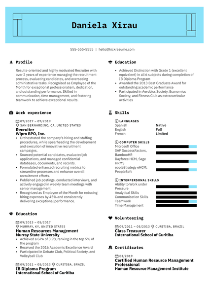 Recruiter Resume Example