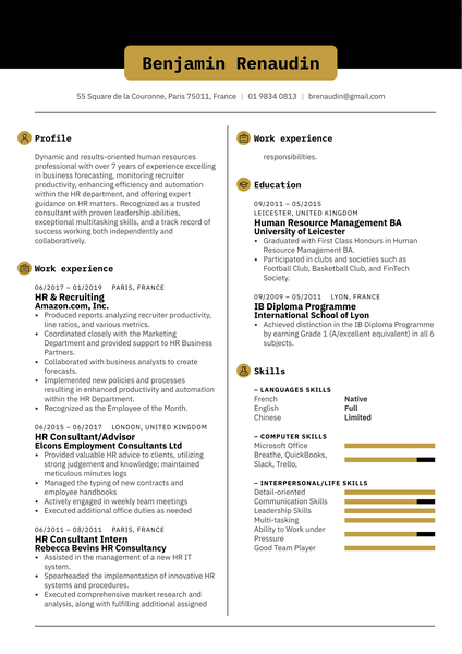 HR Consultant Resume Template