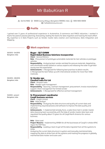 Data Analyst CV Example