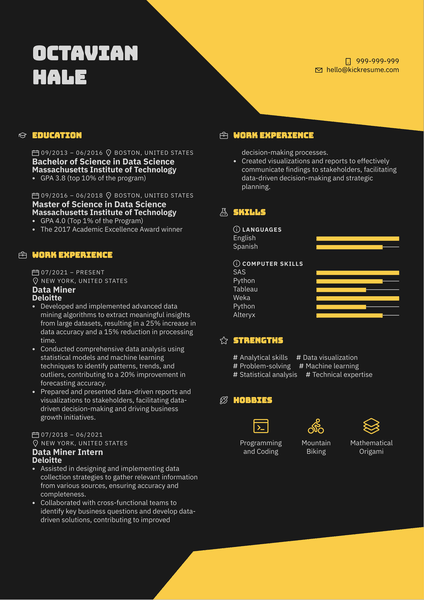 Data Miner Resume Sample