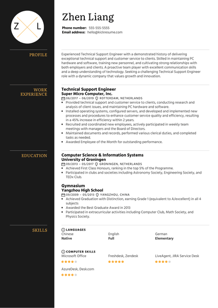 Technical Support Engineer Resume Template