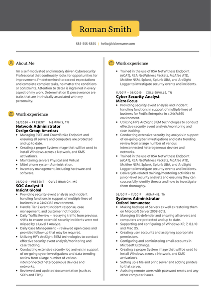 Network Administrator at Design Group Resume Sample