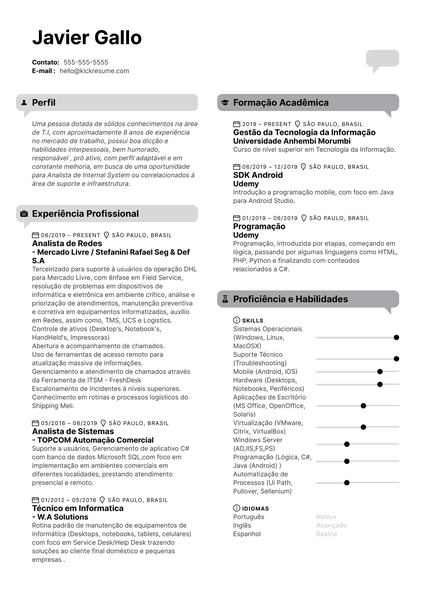 MercadoLibre Network Analyst Resume Example [ES]