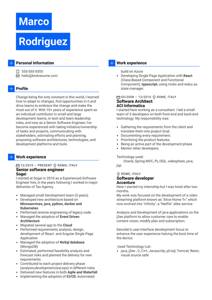 Software Engineer at Enel X Resume Template