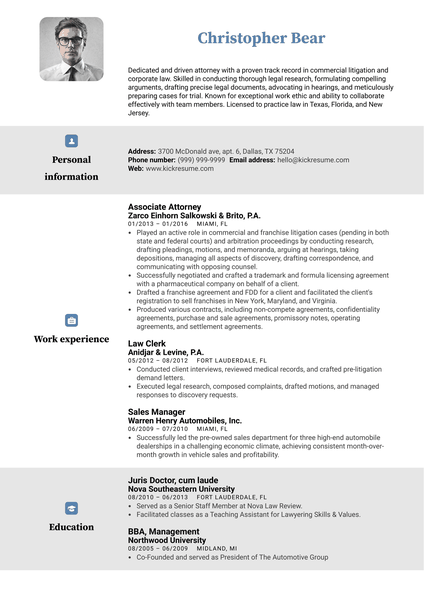 Law Clerk Resume Example