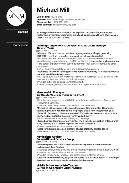 Outward Bound Associate Director CV Sample