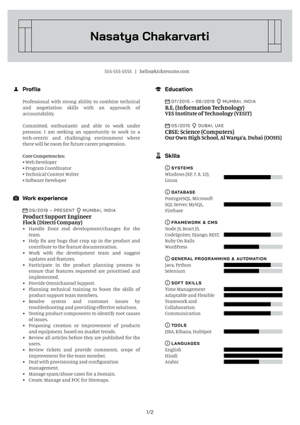 Product Engineer at Flock Resume Sample