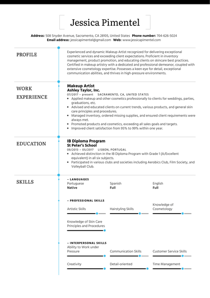 Makeup Artist Resume Sample