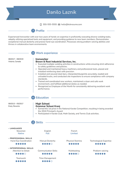 Ironworker Resume Template