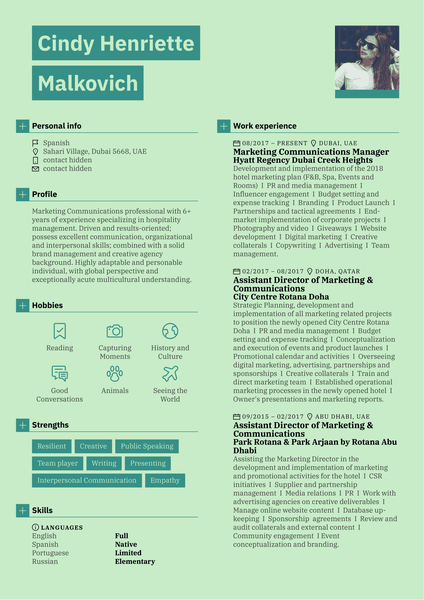 Marketing Communications Manager Resume Example